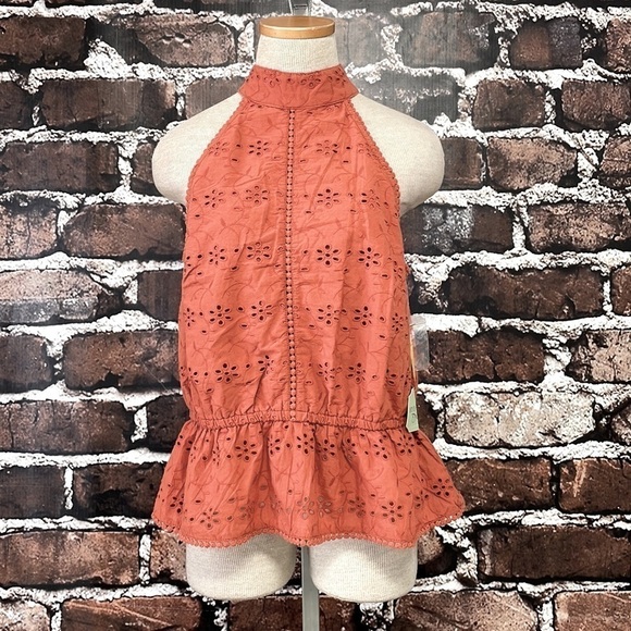 Ryegrass Tank Top NWT Embroidery Floral Halter Foxtail Orange Sz XX Large XXL - Picture 6 of 17
